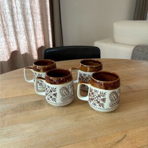 Vintage Floral Brown and Cream Mugs